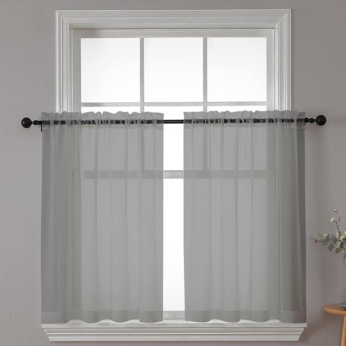Chyhomenyc Sheer Window Curtains Tier 2 Pieces Set, 36 inch Length, Short by Chyhomenyc