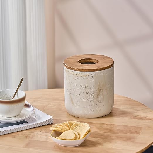 Natural Travertine Textures Beige Mini Trash Can - Image 3