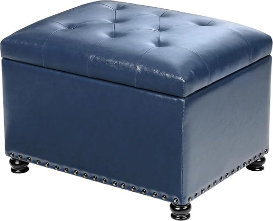 Joveco Faux Leather Storage Ottoman Bench Rectangle 24 Inch Foot Rest Ottomans by Joveco