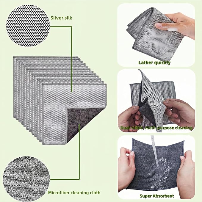 Stainless Steel Scrubber and Cleaning Rags - Image 3