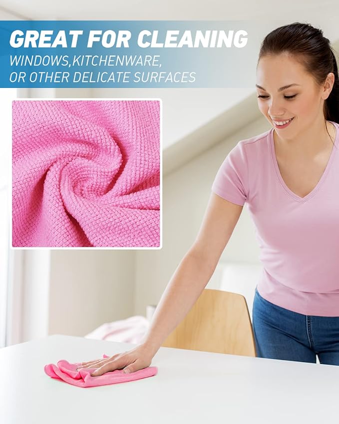 Microfiber Cleaning Cloth-24Pcs Ultra Soft Highly Absorbent Rags - Image 4