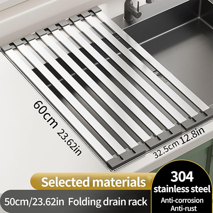 Foldable Dish Drying Rack, Over The Sink Dish Drying Rack ，Dish Drying mat，Dish - Image 2