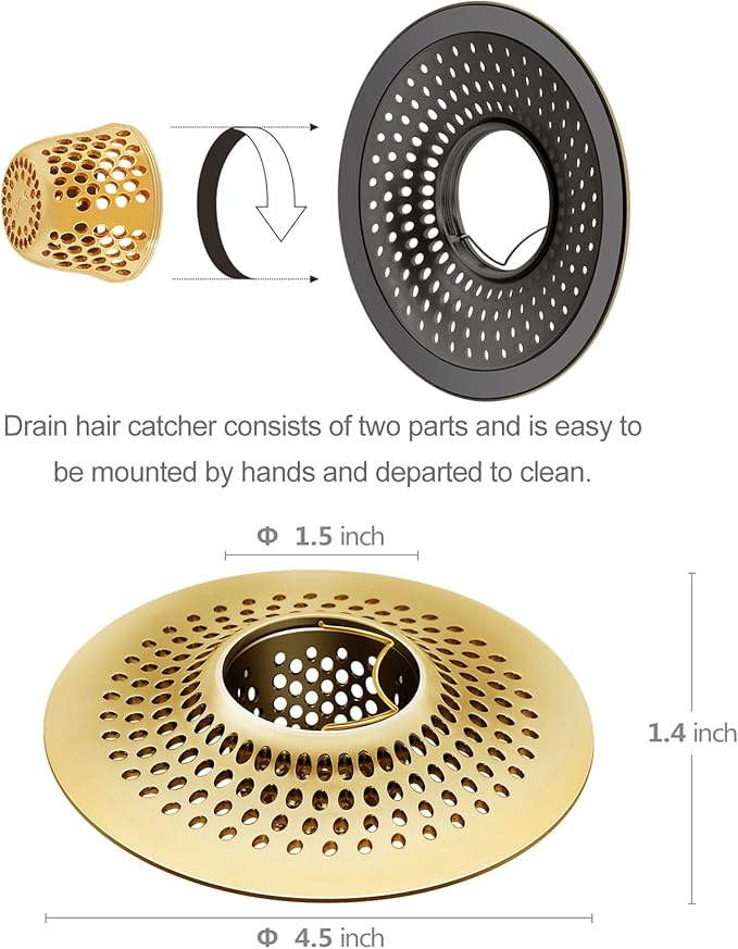 LKEYE Shower Drain Hair Catcher/Bathroom Drain Cover/Bathtub Drain - Image 3