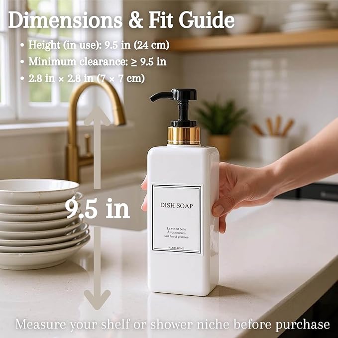 Modern Gold Design Large 27 oz Shampoo and Conditioner Dispensers - Image 2