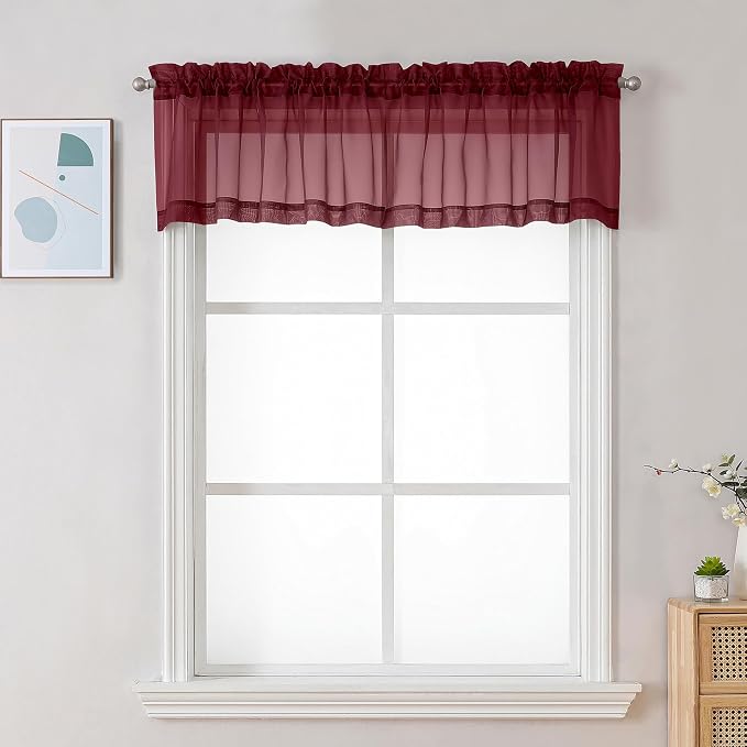 Chyhomenyc Sheer Valances for Windows 2 Pack, 42W x 14L inches Small Window by Chyhomenyc