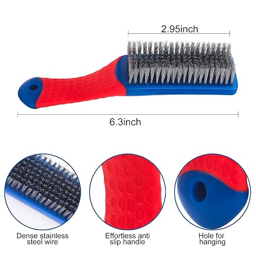 Wire Brushes 2 Pcs Steel Brushes Heavy Duty Carbon Steel and Stainless Steel - Image 4