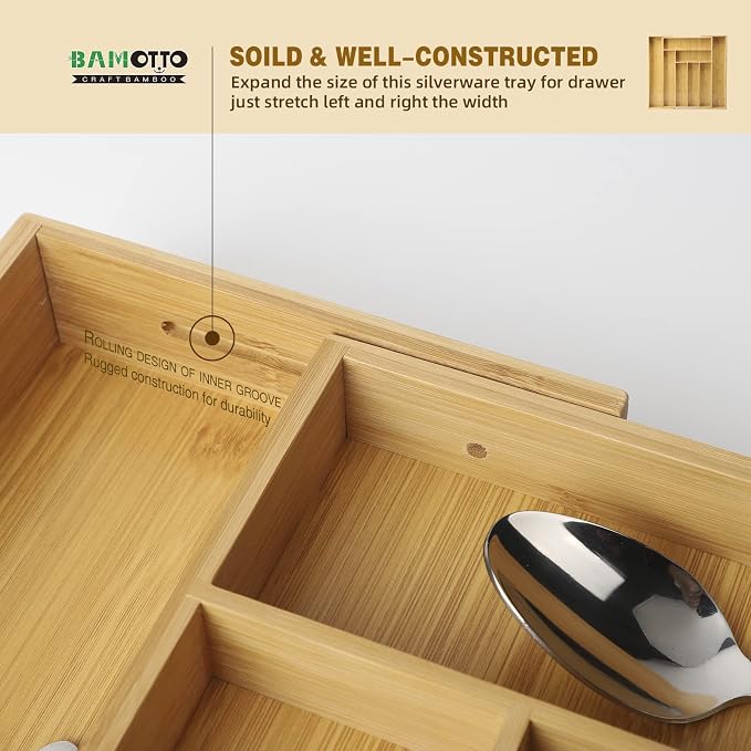 Expandable Bamboo Drawer Organizer – Large 20"x16.9" Size - Image 5