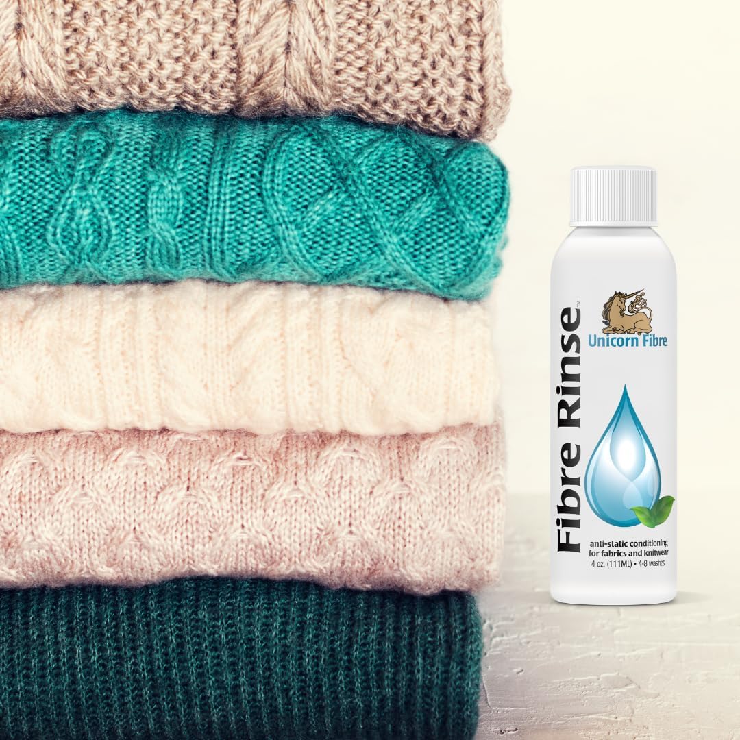 RINSE. Anti-Static Conditioning for Wool, Knits, Cloth Diapers, Baby Clothing, Yarn, Cashmere, Cotton, Hemp, Heirlooms, and Synthetic Fabrics. Lavender Scented. 4 oz