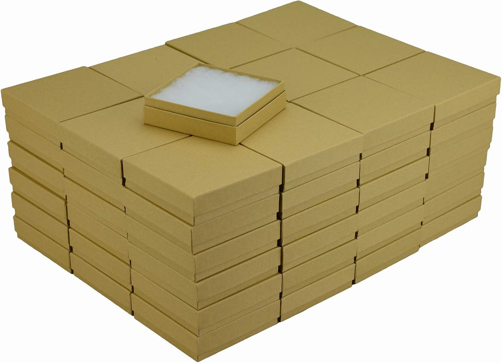 JPB Kraft Cotton Filled Jewelry Box #33 (Case of 100) 3.5 inches x 3.5 inches