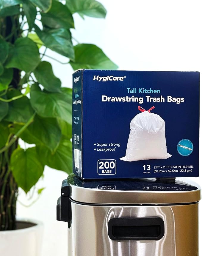 13 Gallon Tall Kichen Trash Bags, Unscented 200 Count Drawstring Garbage Bags - Image 2