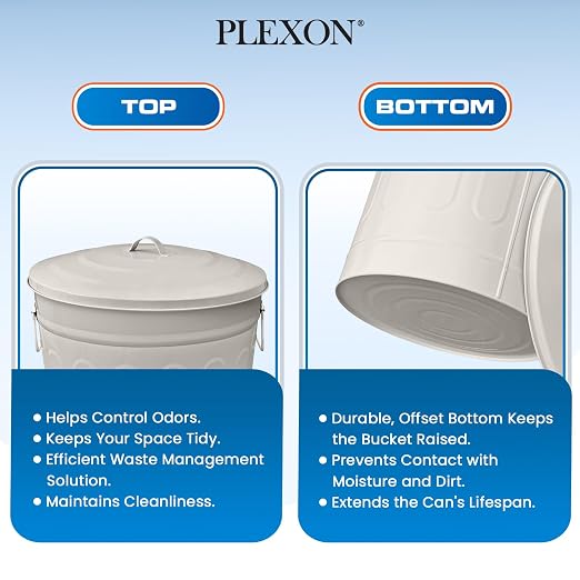 Plexon 13-Gallon Galvanized Steel Round Trash Can - Image 8