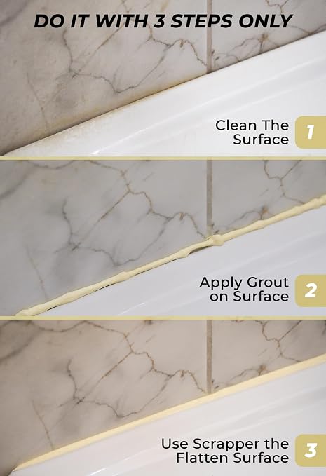 Tile Grout Repair, Cream 8.8 oz/250gr. Fast Drying Grout Repair Kit, Grout - Image 7