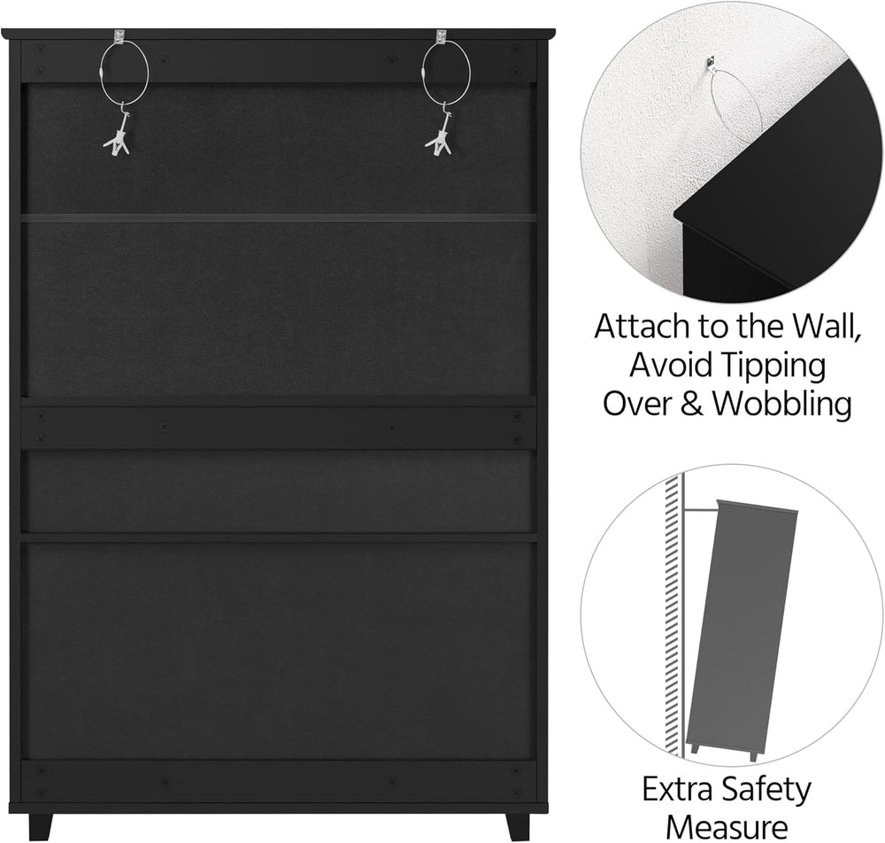 Yaheetech Tall Shoe Cabinet with Drawer & Doors for Entryway, 5-Tier Black