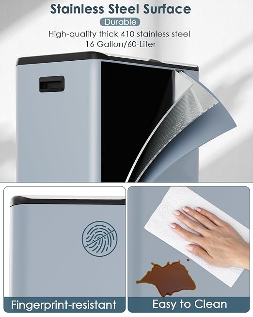 Arlopu 16Gal Dual Trash Can w/2 Built-in Box - Image 4