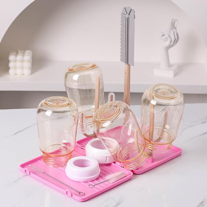 Baby Bottle Drying Rack -Travel Baby Bottle Drying Rack Set, Cleaner Kit by DIJIAMEIYA