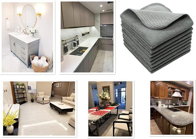 Microfiber Dish Cloths Fast Drying Kitchen Cleaning Cloth Dish Rags Dust Cloths - Image 7