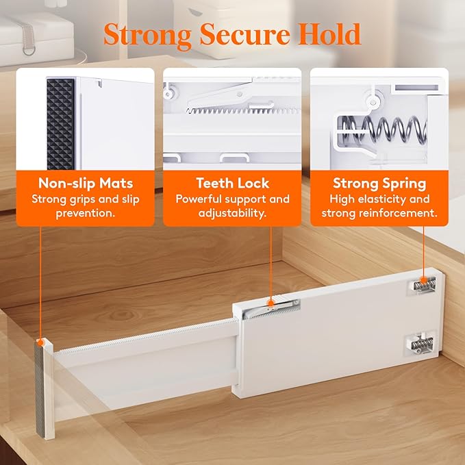 Lifewit 5 Pack Drawer Dividers 4" High, 11-17" Adjustable Dresser Drawer - Image 4