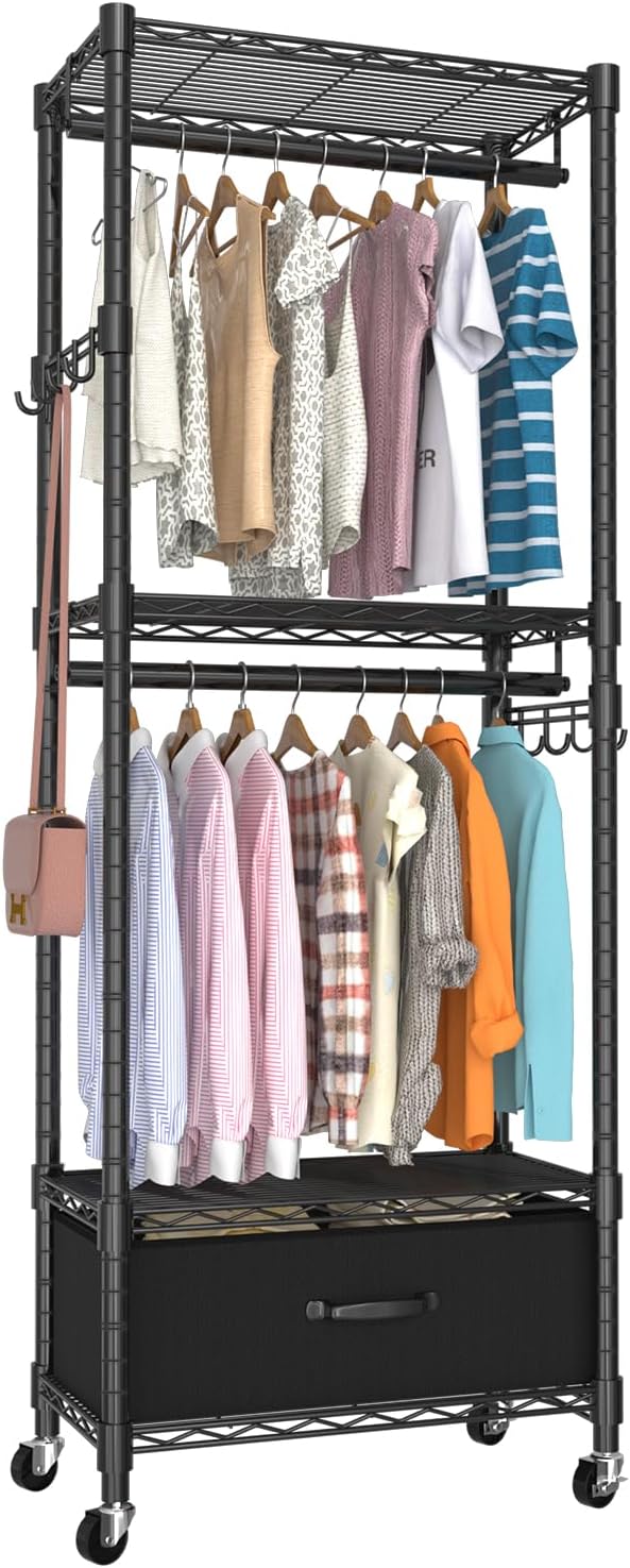Clothes Rack, Clothing Rack for Hanging Clothes, 4 Tiers Adjustable Closet by VyGrow