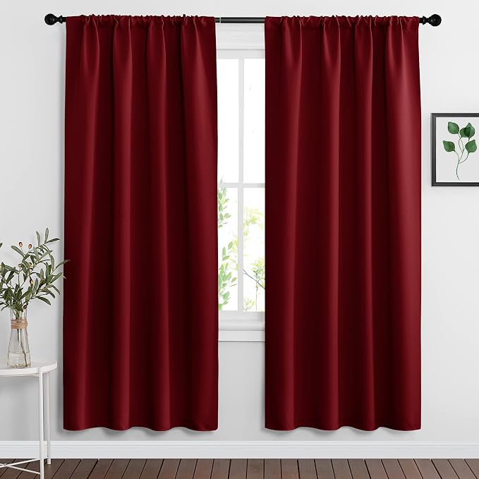 RYB HOME Red Curtains Blackout Window Covering Light Blocking UV Protection by RYBHOME