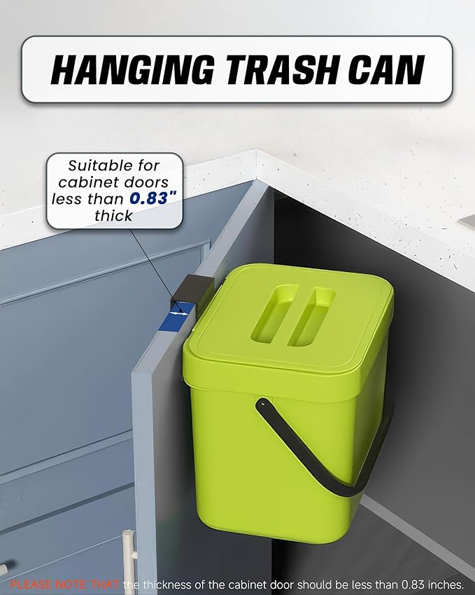 Countertop Compost Bin Kitchen, 1.8 Gallons Hanging Trash Can - Image 5