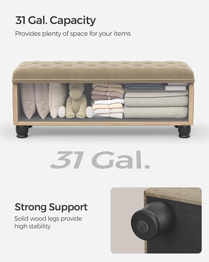 SONGMICS Storage Ottoman, Storage Bench, Tufted Entryway Bedroom Bench - Image 8