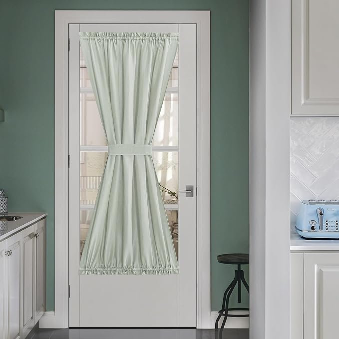 NICETOWN Sage Green Window Curtains Linen Blended, Privacy French Door Curtains by NICETOWN