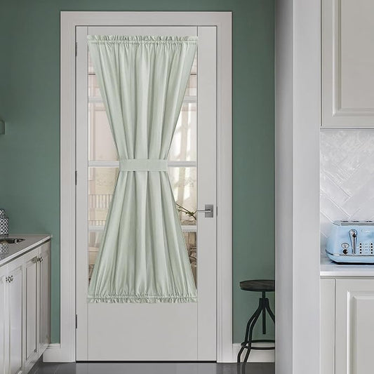 NICETOWN Sage Green Window Curtains Linen Blended, Privacy French Door Curtains by NICETOWN