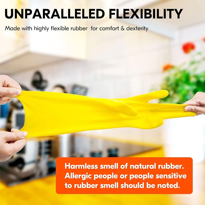 Vgo... 1-Pair Reusable Household Gloves, Rubber Dishwashing gloves, Extra - Image 4