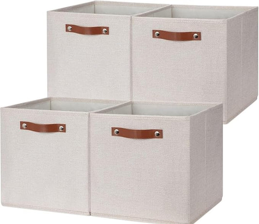 HNZIGE Fabric Storage Cubes Set of 4, 12 x 12 Storage Baskets, Cloth Storage by HNZIGE