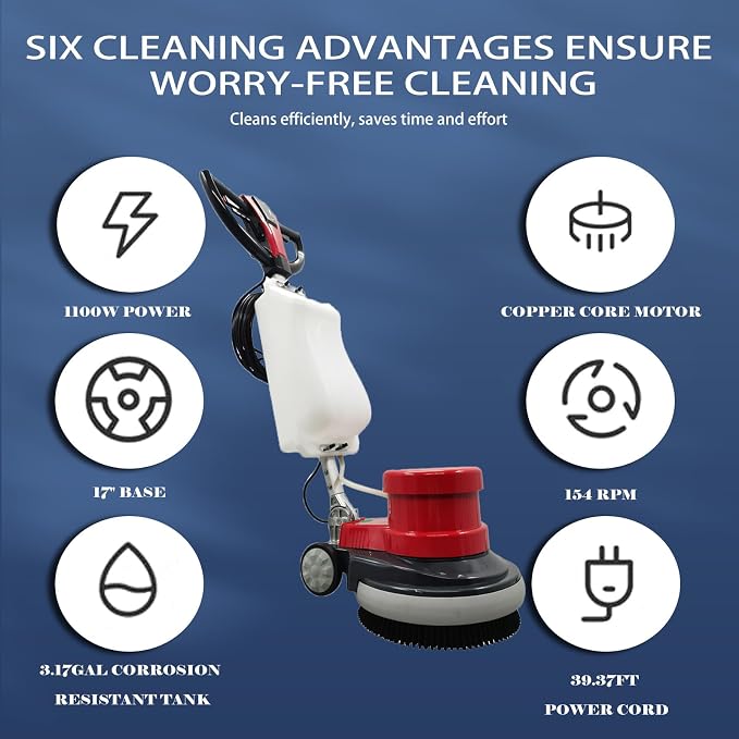 1100W Red Floor Polisher Commercial Floor Cleaner Polishing Machine Carpet - Image 3