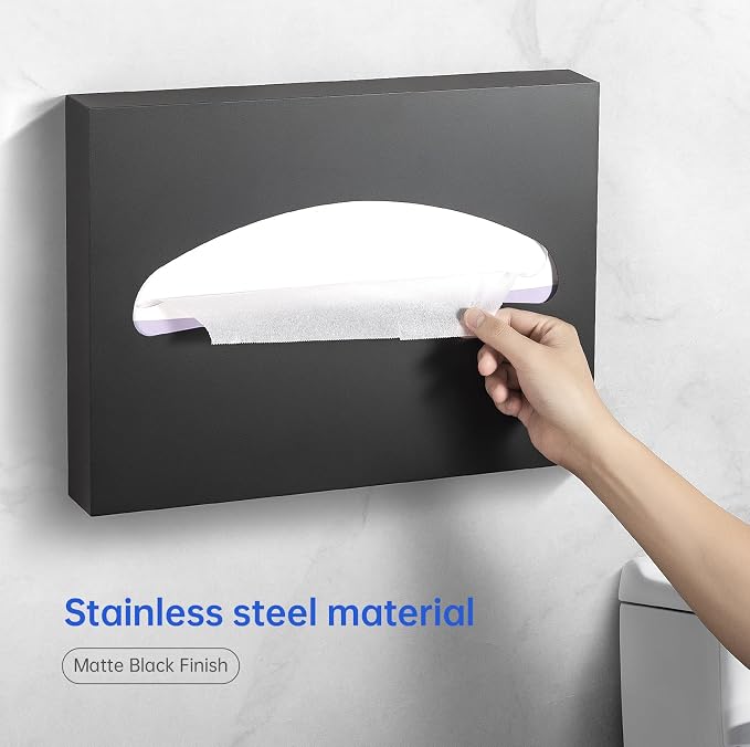 Toilet Seat Cover Dispenser Wall Mounted Stainless Steel Matte Black - Image 2