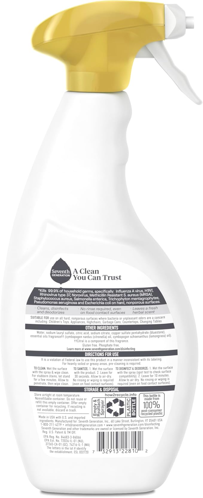 Seventh Generation Lemongrass Citrus Disinfecting Multi-Surface Cleaner - 26 Oz - Image 2