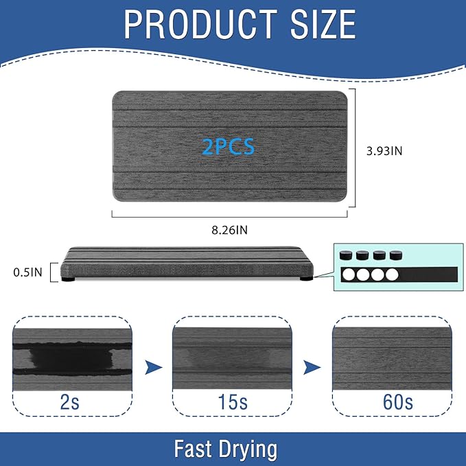 2PCS Water Absorbing Stone Tray, Quick Drying Diatomite Stone Sink Tray - Image 6