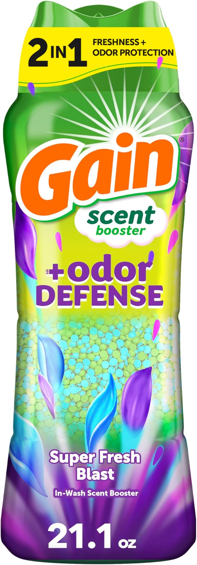 Gain Odor Defense In-wash Scent Booster, Super Fresh Blast scent, 21.1 OZ by Gain