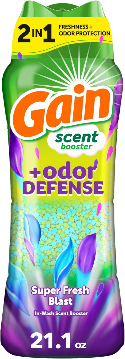 Gain Odor Defense In-wash Scent Booster, Super Fresh Blast scent, 21.1 OZ by Gain