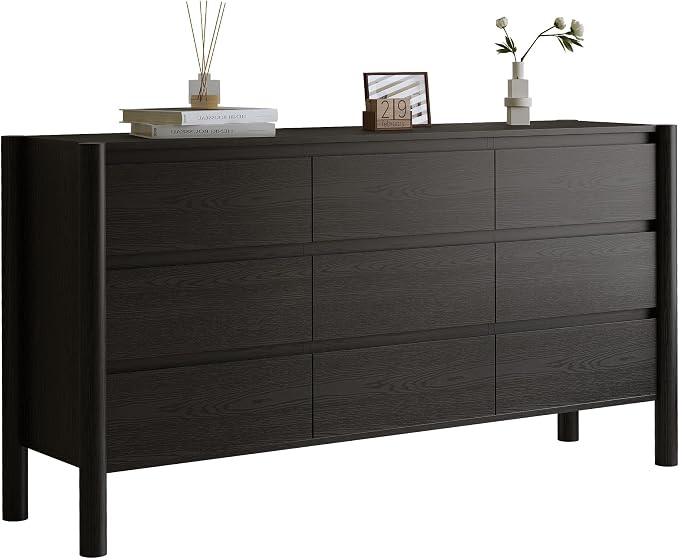 Dresser for Bedroom with 9 Drawers, Wooden TV Stand, Closet Clothes Organizer - Image 9