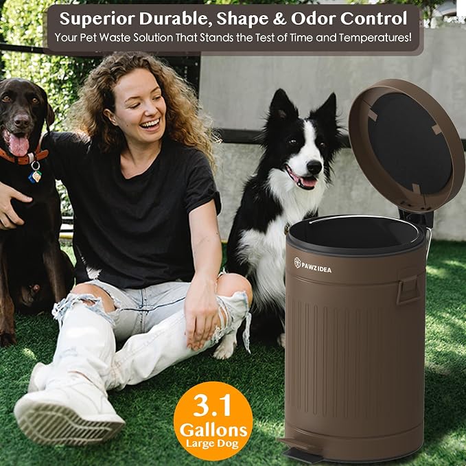 PAWZIDEA Dog Poop Trash Can Outside Odor Control, 3.1Gallon Pet Waste Trash Can - Image 9