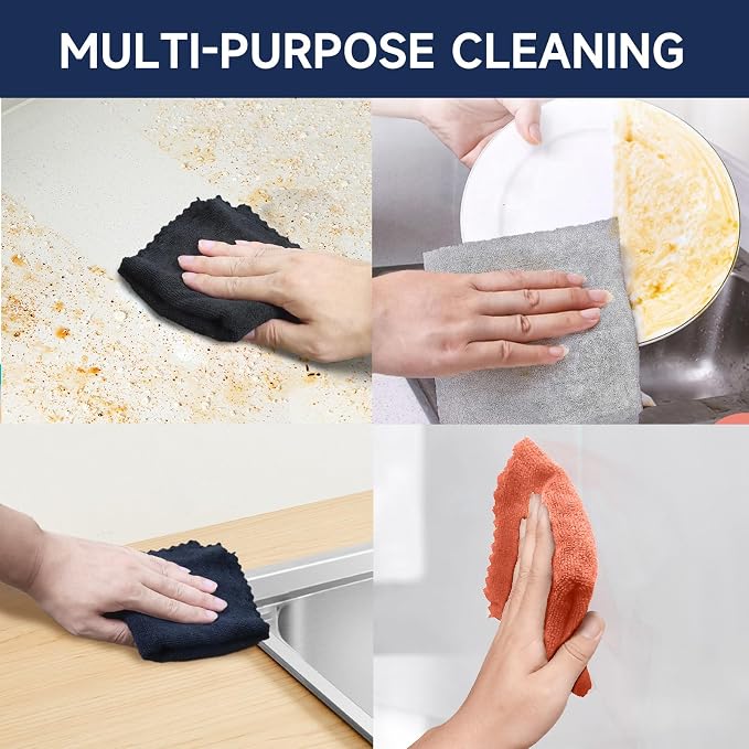 MRD's Home 12" x 12" Black Microfiber Cleaning Cloth, Lint Free, Scratch & - Image 5