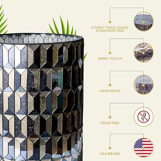 Escenzy Modern Bathroom Trash Can Mosaic Glass 6L | Decorative Small Garbage - Image 4