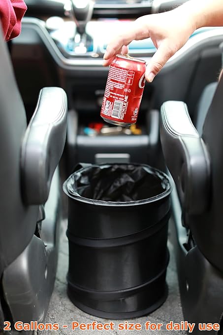 Ginsco 2Packs 2 Gallons New Leakproof Car Trash Can, Compact Trash Can Pop-up - Image 4