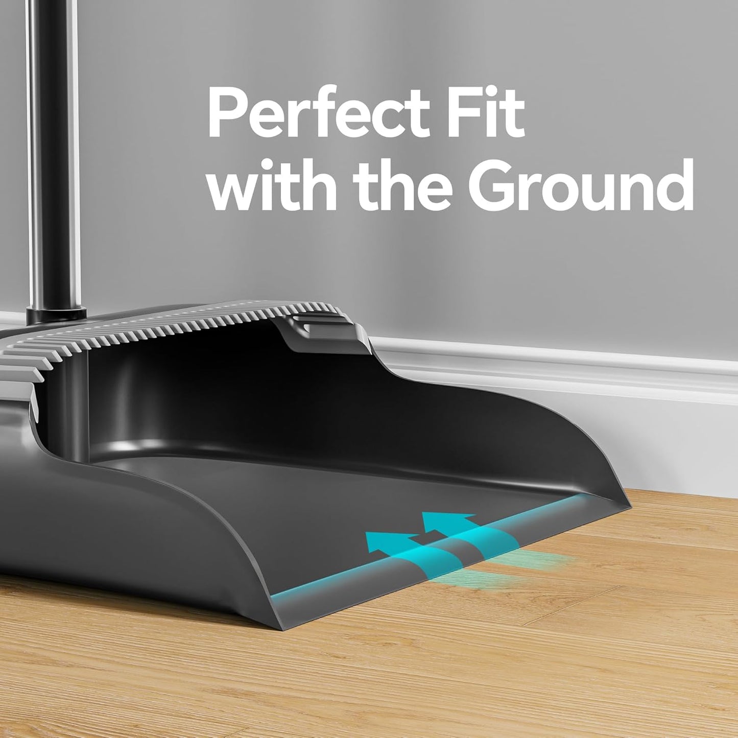 Broom and Dustpan Set, 52" Long Handle Standing Broom with Dustpan Combo Set with Dust Pan Teeth to Clean Pet Hair, Easy Sweeping Suitable for Home Kitchen Office Lobby