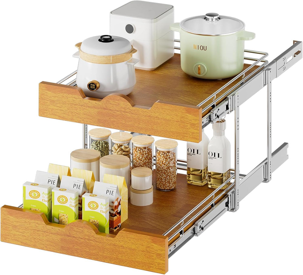 DINDON 2 Tier Pull Out Cabinet Organizer (20" W x 21" D) Slide Out ...
