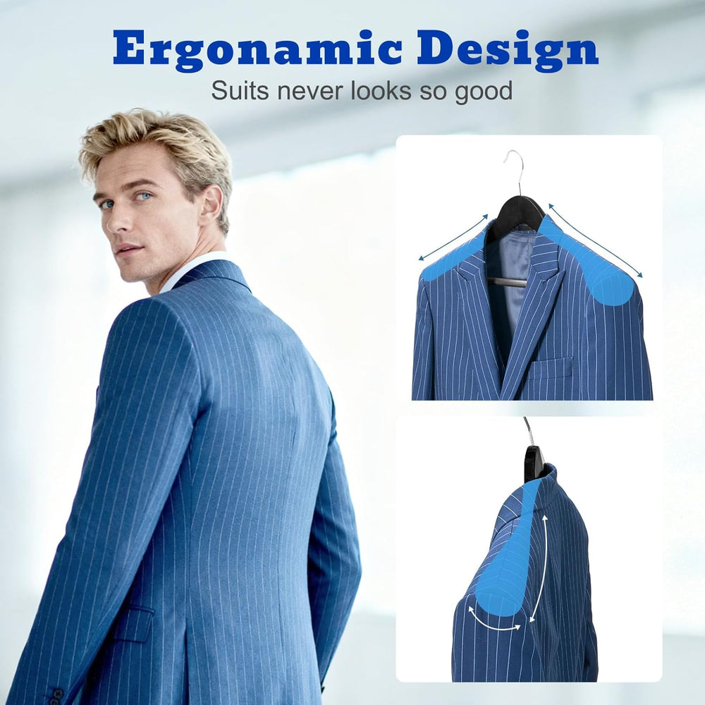 HOUSE DAY High-Grade Suit Hangers, Wide Shoulder Wooden Hangers with Non Slip...