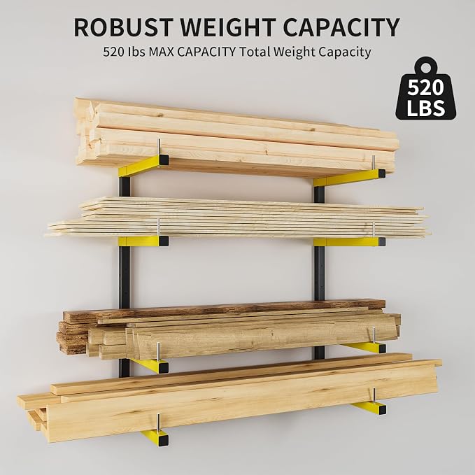 Lumber Storage Rack, Upgrade Cantilever Folding Lumber Rack Wall Mount - Image 4