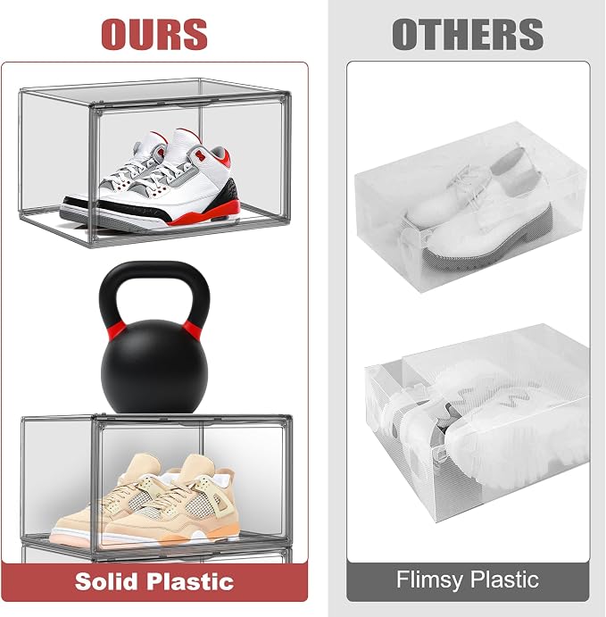 10 Pack Clear Shoe Box Shoe Storage Organizer - Image 5