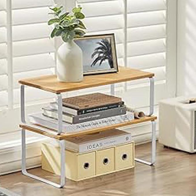 Cabinet Organizer Shelf, Kitchen Counter Storage, 2-Piece Set, Stackable Spice - Image 5