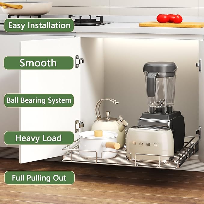 Pull Out Cabinet Organizer 31½" W x 21½" D, Heavy Duty Cabinet Pull Out Shelves - Image 2