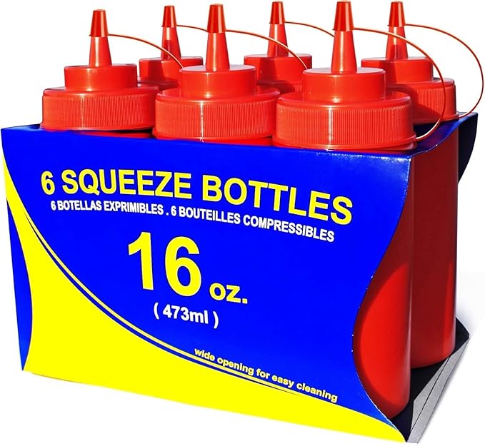 New Star Foodservice Squeeze Bottles, Wide Mouth, 16 oz by NewStarFoodservice