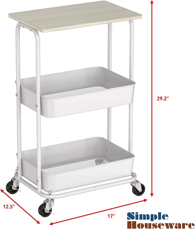Simple Houseware 2-Tier Rolling Utility Cart - Image 3