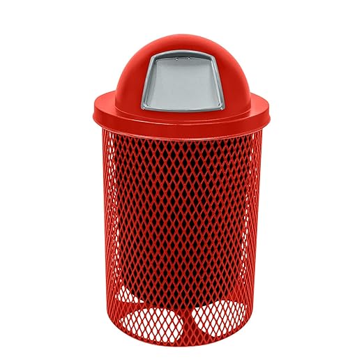 COATEDOUTDOORFURNITURE RDT-RED Heavy Duty 32 Gallon Round Trash Receptacle by CoatedOutdoorFurniture
